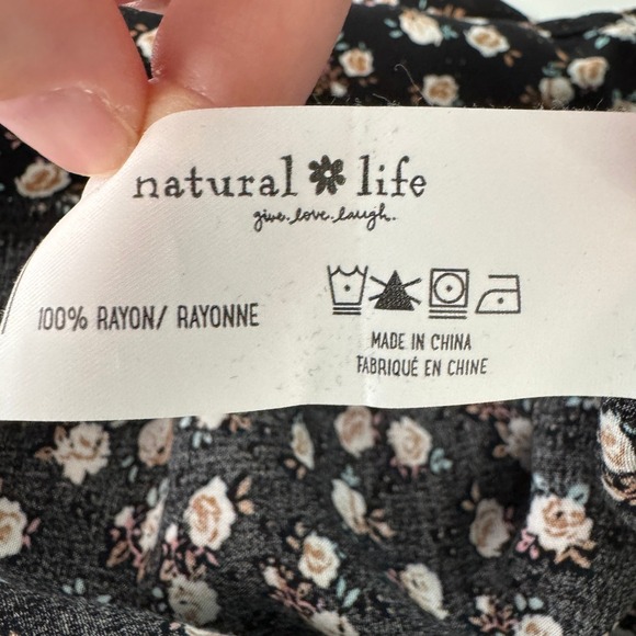 Natural Life Wide Leg Jumpsuit XL Black Floral Boho Cottagecore Casual Comfy - Picture 9 of 9